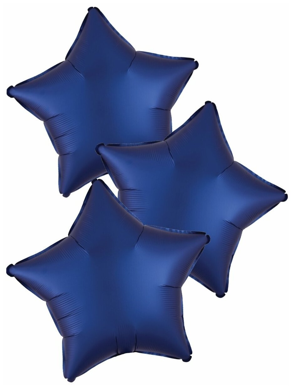 Набор воздушных шаров Anagram звёзды Сатин, Синий, 46 см, 3 шт