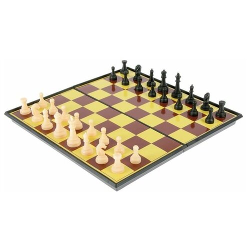 Настольная игра набор 2 в 1 Баталия: шашки, шахматы, доска пластик 20х20см