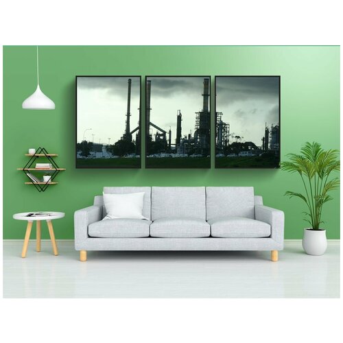 фото Набор модулных постеров для интерьера "нефтеперерабатывающий завод, нефть, масло" 60x90 см. в тубусе, без рамки lotsprints