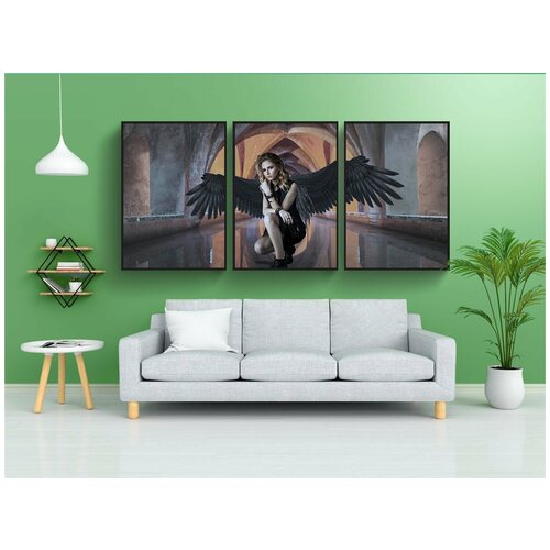 фото Набор модулных постеров для интерьера "готика, девочка, ангел" 60x90 см. в тубусе, без рамки lotsprints