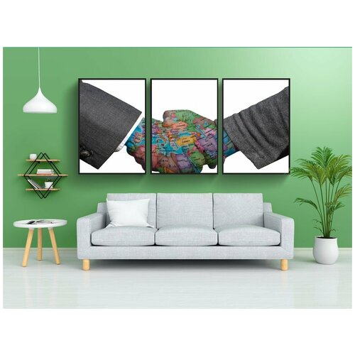 фото Набор модулных постеров для интерьера "рукопожатие, понимание, международное понимание" 60x90 см. в тубусе, без рамки lotsprints