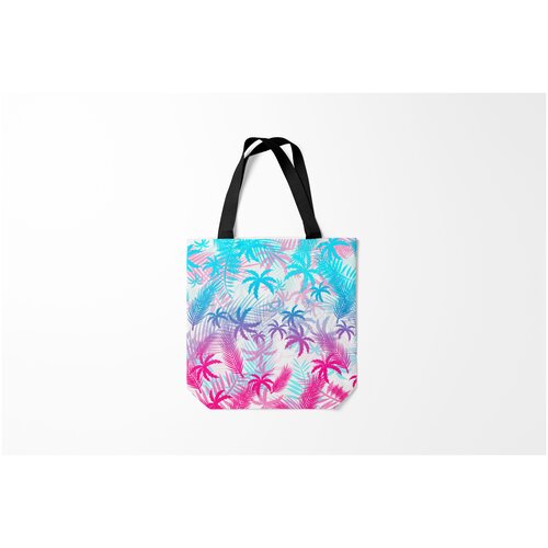фото Сумка-шоппер / 40х40 см / неоновые принты / разные пальмы burnettie