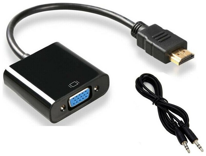 Переходник-адаптер HDMI-VGA+AUX "звук" кабель 0,1м черный