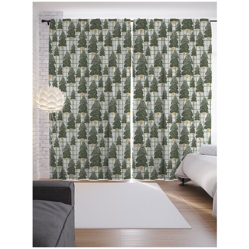 фото Шторы с фотопечатью "лес с елками зимой" из сатена, 290х265 см joyarty
