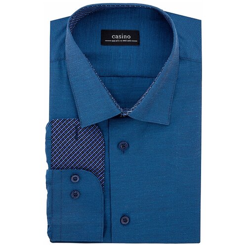 фото Рубашка мужская длинный рукав casino c230/15/24f/z/3, полуприталенный силуэт / regular fit, цвет бирюзовый, рост 174-184, размер ворота 41