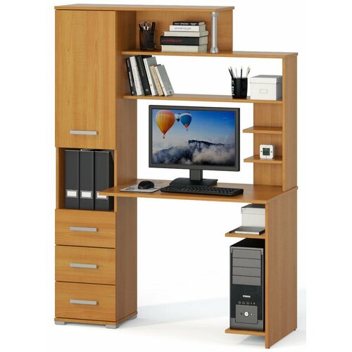 Стол компьютерный со стеллажом и надстройкой В-3 левый груша 15250₽