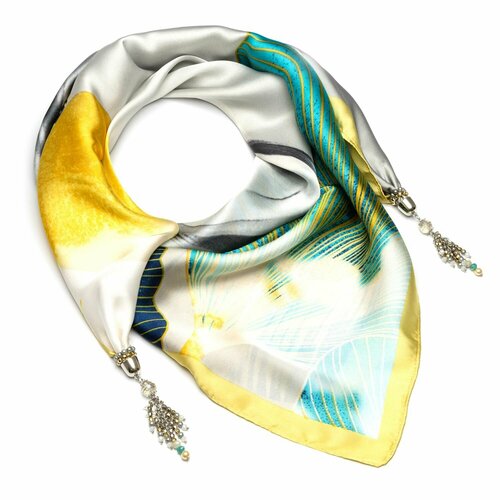 фото Платок foxtrot,90х90 см, желтый, бирюзовый