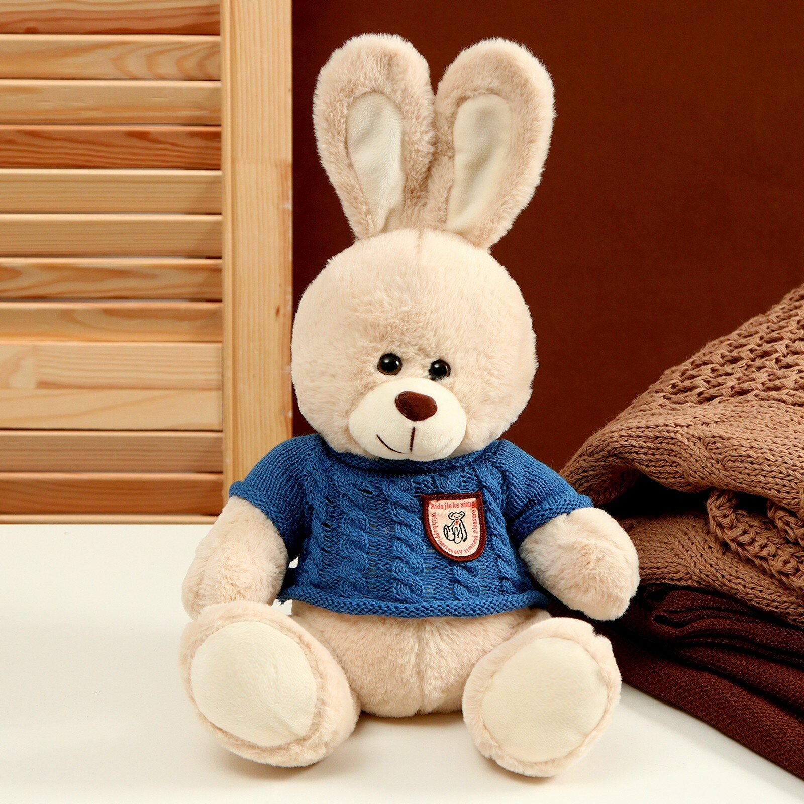 Мягкая игрушка «Заяц», в свитере, 25 см, цвет микс