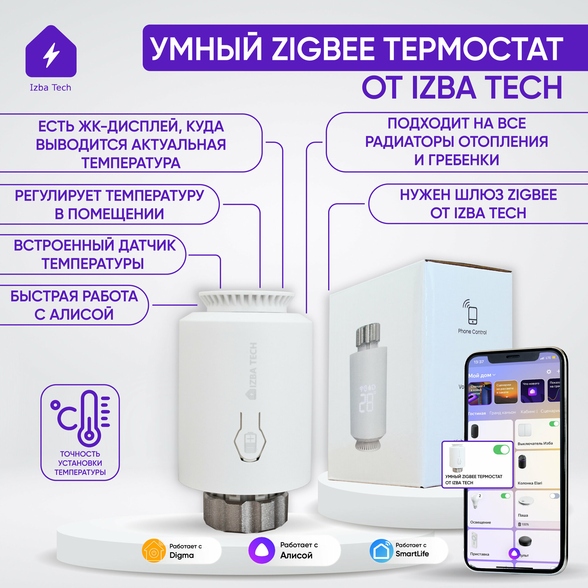 Новый Умный термостатический клапан радиатора для Алисы от Tuya Smart Zigbee с ЖК-дисплеем беспроводной подходит на все радиаторы отопления