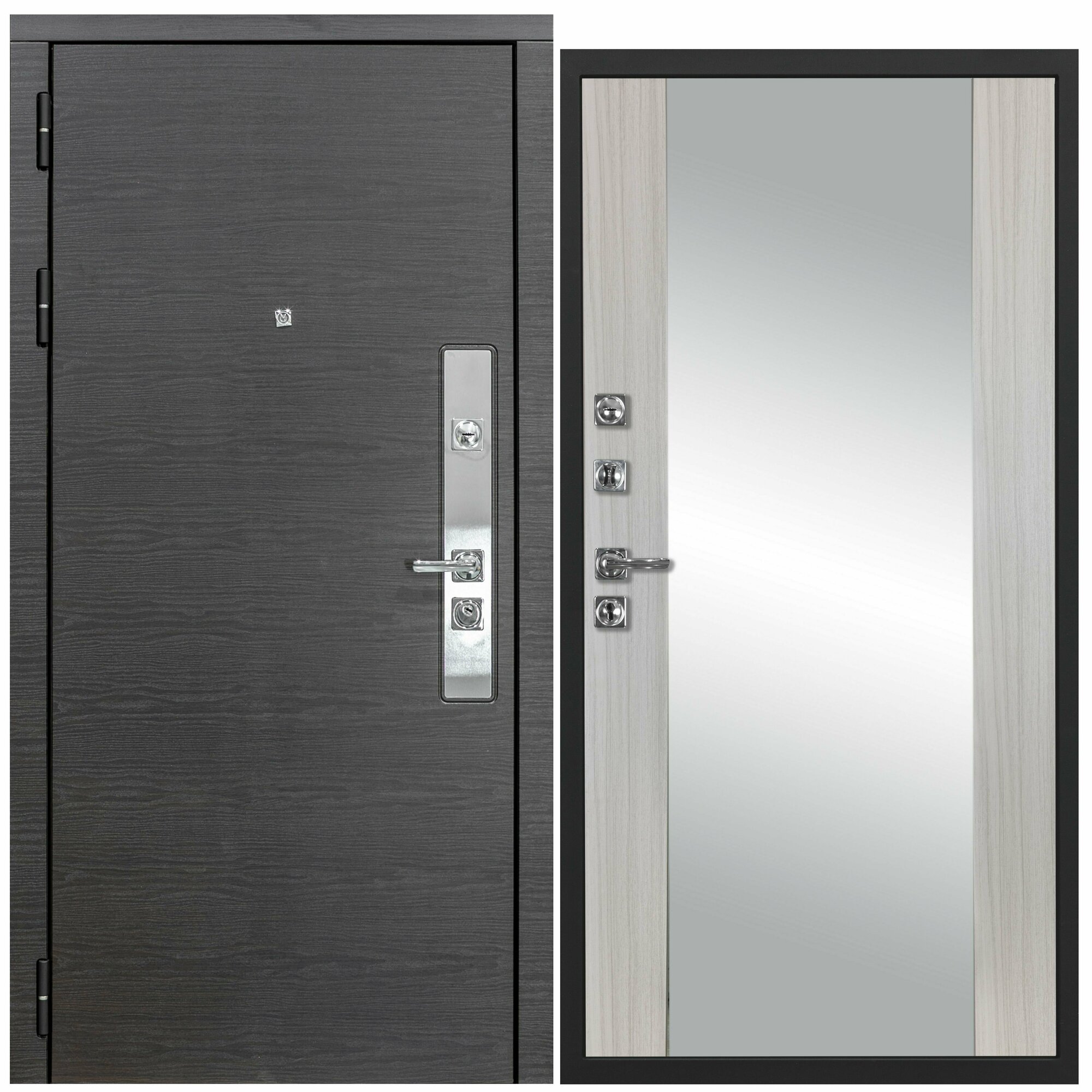 Дверь входная металлическая DIVA ДХ-39 зеркало 2050х960 Левая Венге - Д15 Сандал белый, тепло-шумоизоляция, антикоррозийная защита для квартиры