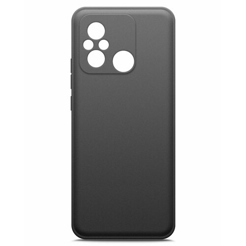 Чехол на Xiaomi Redmi 12C (Ксиоми Редми 12с) черный матовый силиконовый с защитой (бортиком) вокруг камер, Miuko