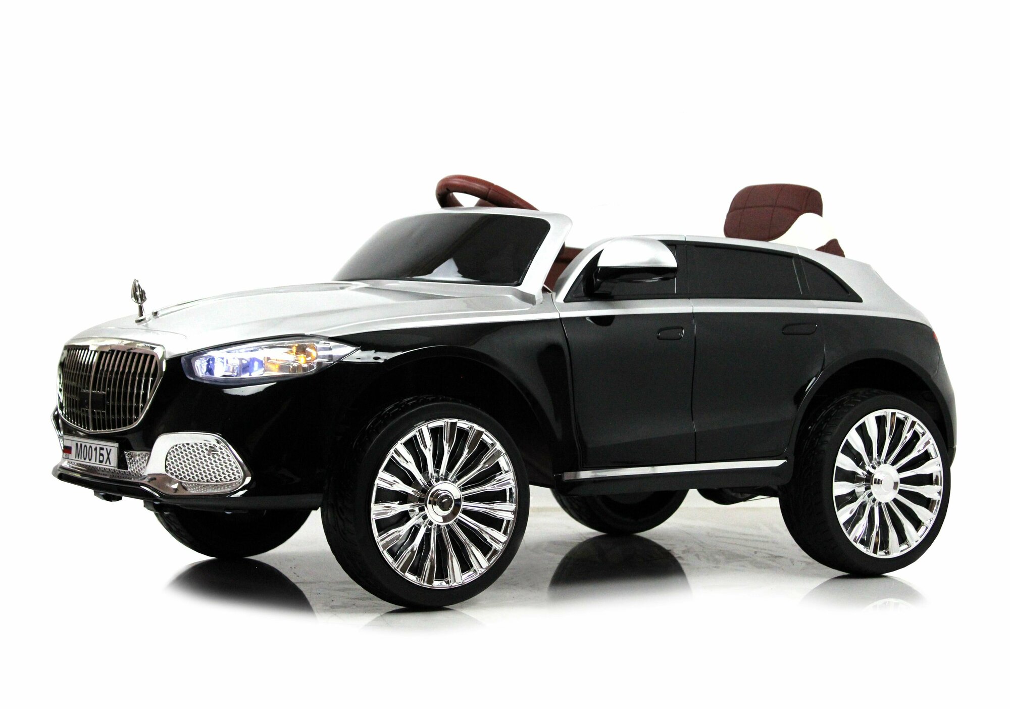RiverToys Детский электромобиль М001БХ 4WD черно-серебристый глянец