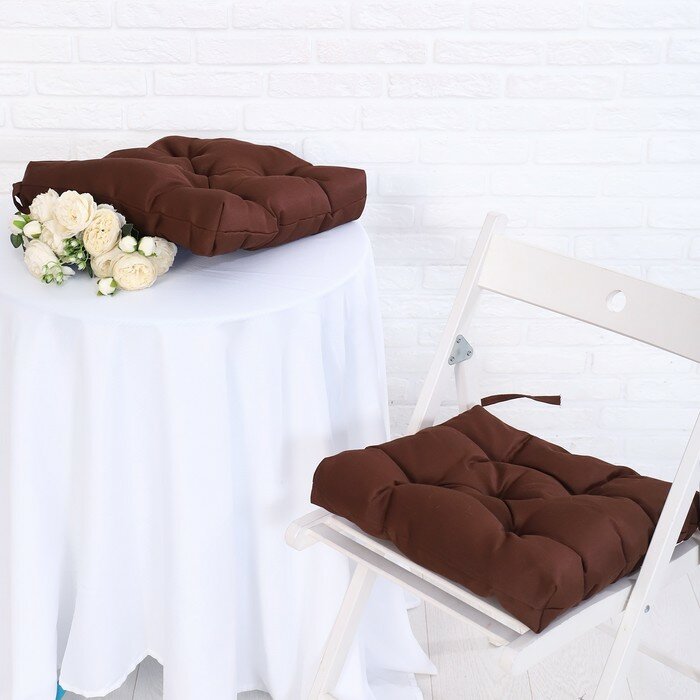 Набор подушек для стула непромокаемых 40х40см 2 шт цвет коричневый файберфлекс грета 20%