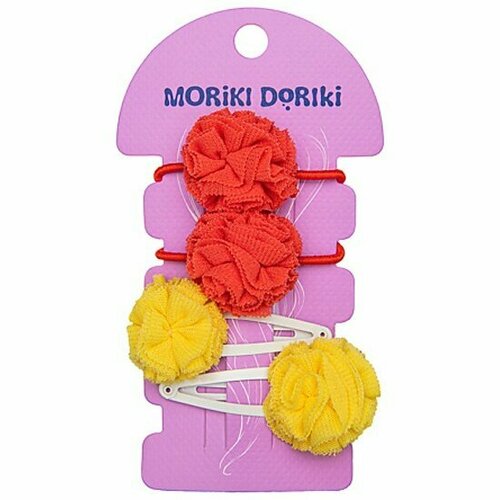 Набор детских аксессуаров для волос Moriki Doriki Yellow&Coral, 4 шт