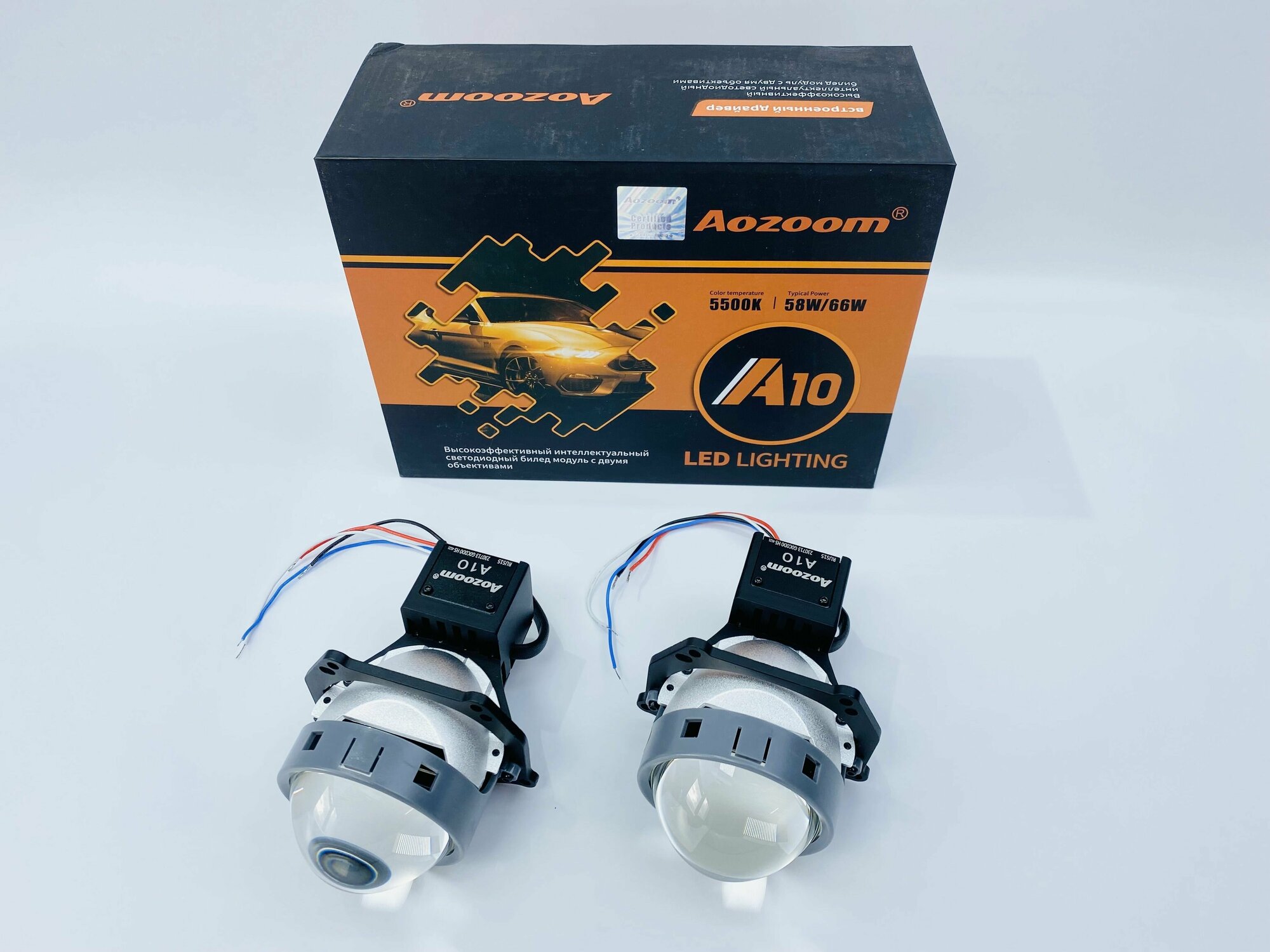 Светодиодные би лед модули ближнего/дальнего света Bi LED Aozoom A10 Unicorn 12V 5500K 3.0