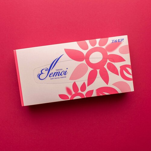 Kami Shodji Салфетки бумажные в коробке ELLEMOI 2 слоя, 200 шт, Япония / Платочки бумажные косметические