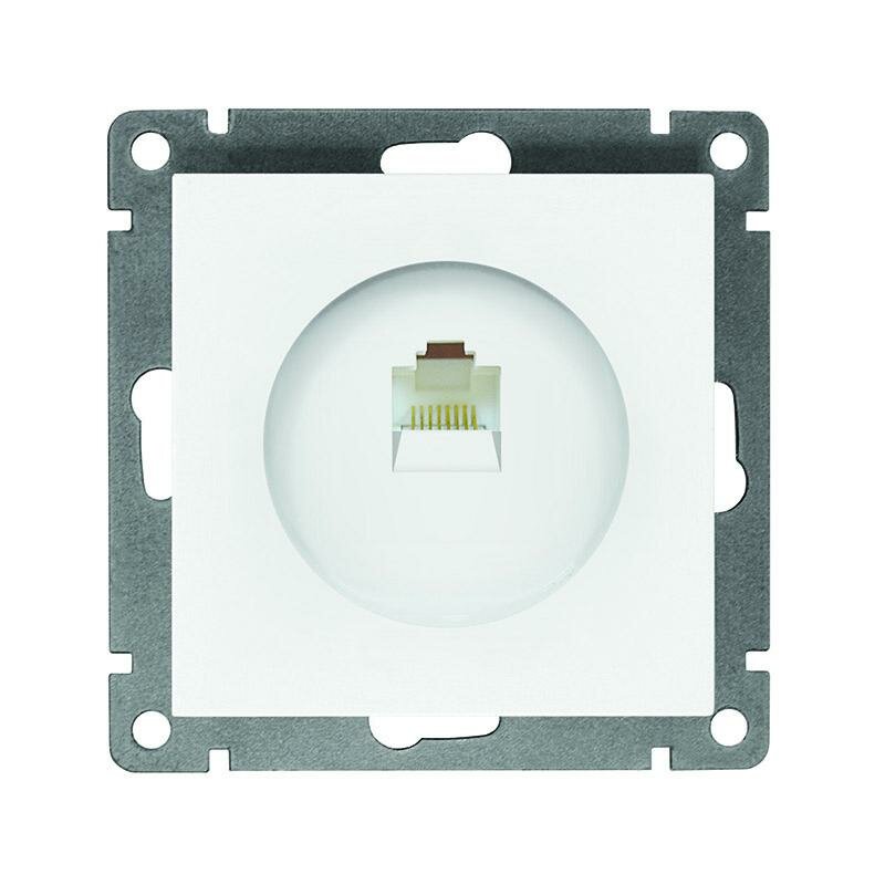 фото Розетка компьютерная 1-м СП Афина RJ45 кат.5E механизм бел. Universal A0051