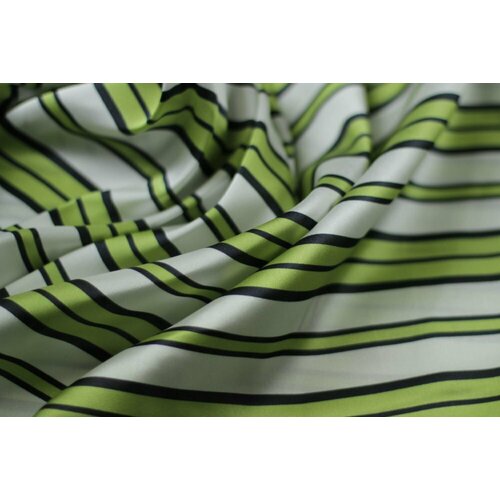 Ткань шелковый атлас с зеленой полосой