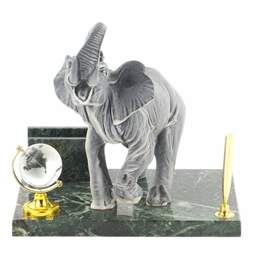 фото Подставка под ручку "слон" из змеевика мрамолита 119888 уральский сувенир
