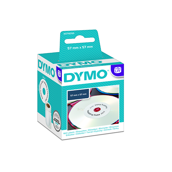 Этикетки Dymo [S0719250/14681] для CD/DVD белые (диаметр 57мм, 160 шт/рул)