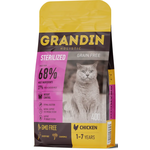 Grandin Sterilized Grain free Корм сухой для кастрированных котов и стерилизованных кошек в возрасте от 1 года до 7 лет, с курицей, 10 кг - изображение