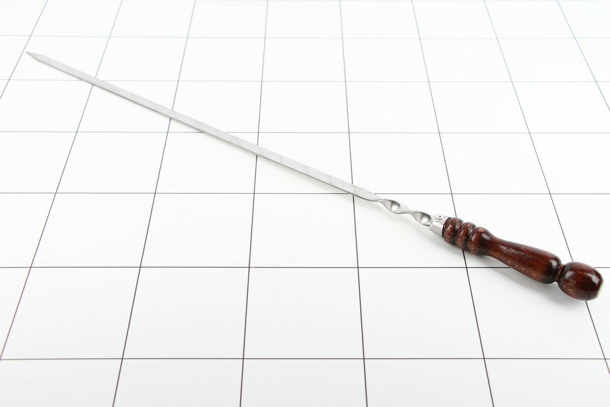 Шампур нержавеющая сталь 500х12х3мм с дерев. ручкой
