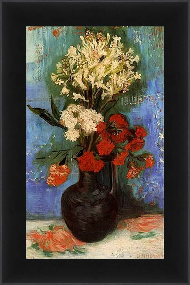 Плакат, постер на холсте Vase with Carnations and Other Flowers. Винсент Ван Гог. Размер 21 на 30 см