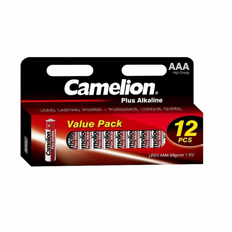 Camelion Plus Alkaline BL12 LR03 (LR03-HP12, мизинчиковая батарейка ААА 1.5В) (упак. 12 шт.), цена за 1 упак.