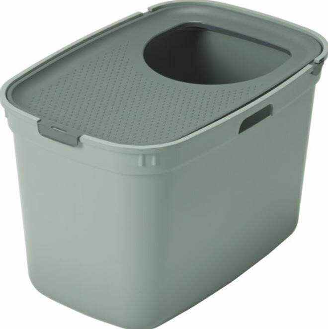фото Moderna Закрытый туалет для кошек Top cat recycled, оливковый с серым 59*39*38см 1.5 кг