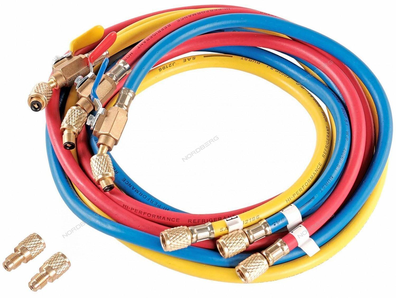 фото Шланг заправочный для фреона, 1,8 м (комплект 3 шт.) NFH18 NORDBERG