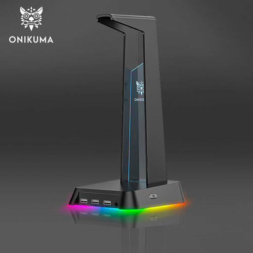 Подставка для наушников черная ONIKUMA ST-02 Oni Black c RGB подсветкой