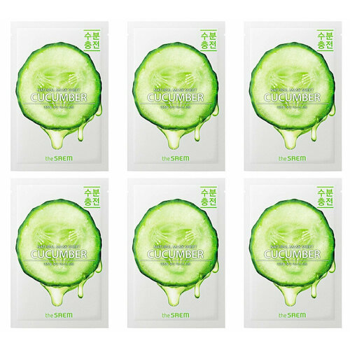 маска на тканевой основе для лица с экстрактом огурца the saem natural cucumber mask sheet 1 шт The Saem Маска на тканевой основе для лица с экстрактом огурца Natural Cucumber Mask Sheet 21мл 6шт