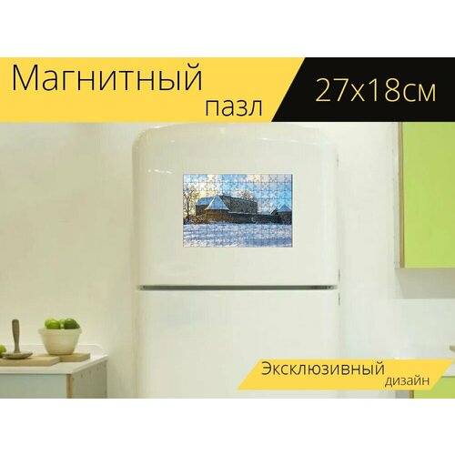 Магнитный пазл Замок, крепость, строительство на холодильник 27 x 18 см. магнитный пазл замок крепость транекере на холодильник 27 x 18 см