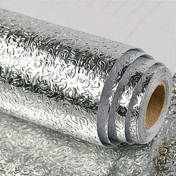"Серебряная" самоклеющаяся водостойкая защитная термостойкая алюминиевая пленка, фольга, защитный экран для кухни, плиты от брызг и масла 0,6х3 м, серебро