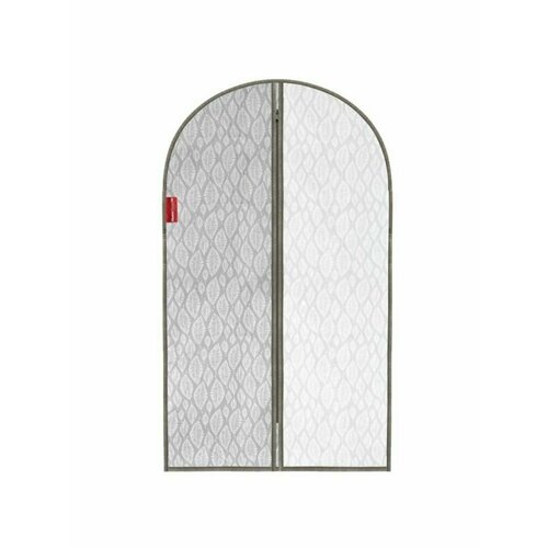 Чехол для одежды/ 60*100см листья/ С окошком/ На молнии серый, бежевый