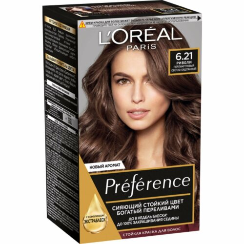 L'Oreal Paris Preference стойкая краска для волос, 6.21 Риволи