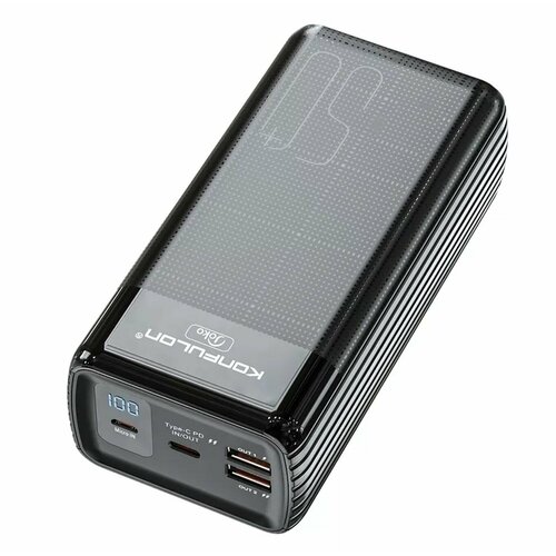 Power bank повышенной емкости 50000 mA с ЖК дисплеем и быстрой зарядкой 22,5 Вт, черный