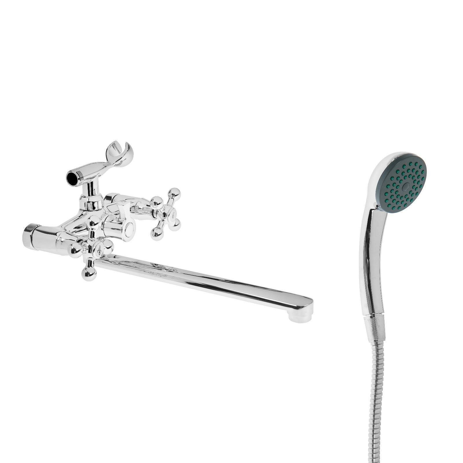 Смеситель для ванны с барашками крест 30 см Accoona A7171-2 Хром