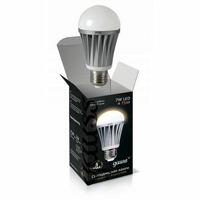 Лампа светодиодная LED общего назначения 7Вт (75Вт) E27 2700K GAUSS, 1 шт