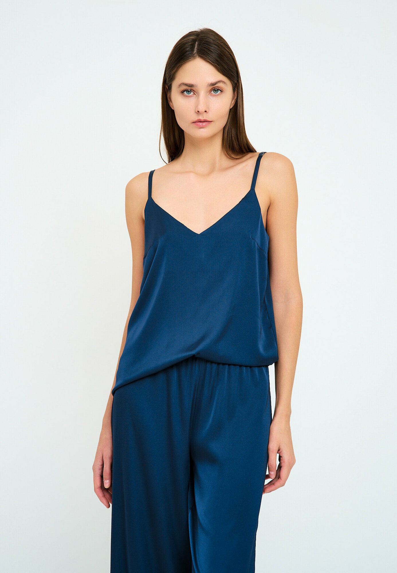 Пижама DINTIME из шелка Армани, M-размер, синий - фотография № 7