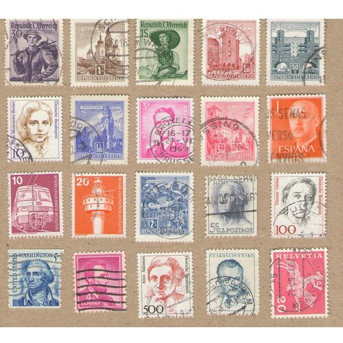 Набор №5 почтовых марок разных стран мира, 20 марок в хорошем состоянии. Гашеные.