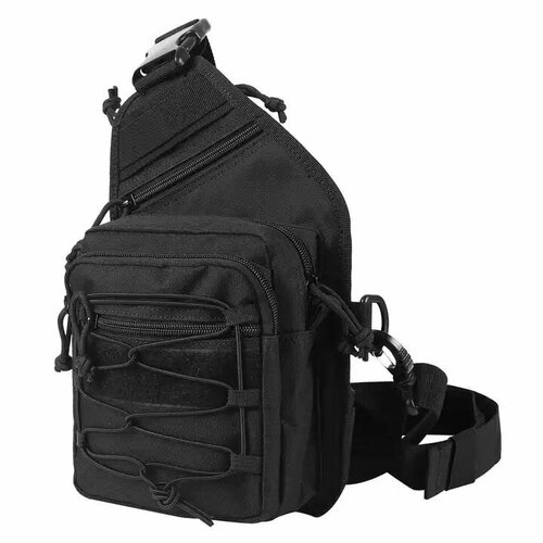 Тактическая сумка нагрудная/однолямочный городской рюкзак Шторм черный