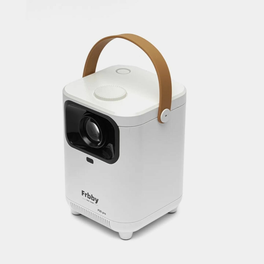 Умный мини проектор Frbby P20 pro белый портативный лазерный для фильмов Андройд / Android со штативом мультимедийный домашний кинотеатр с телефона / смартфона