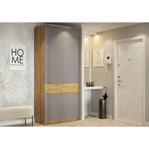 Шкаф Бофорт серый Шифердуб Крафт золотой 100х51х236 см 17982₽