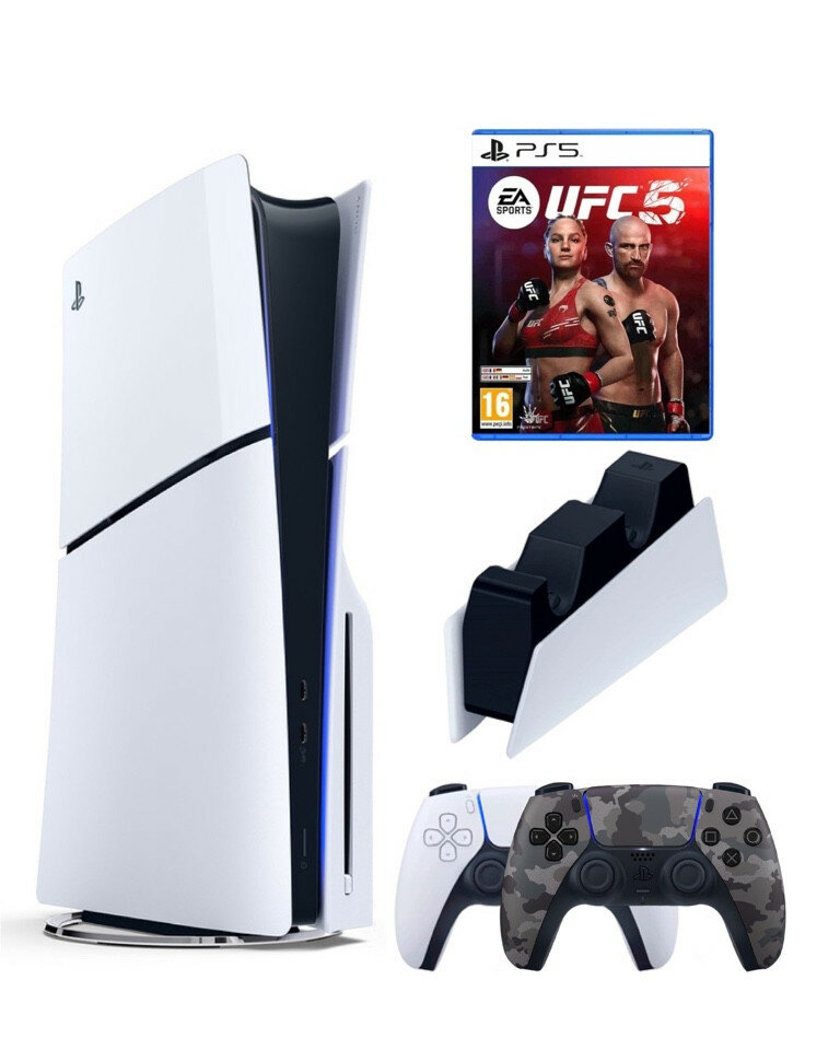 Приставка Sony Playstation 5 slim 1 Tb+2-ой геймпад(Camo)+зарядное+UFC 5