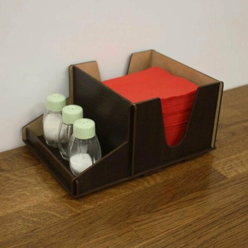 Деревянная салфетница для ресторана с отсеками для соусов, специй и меню