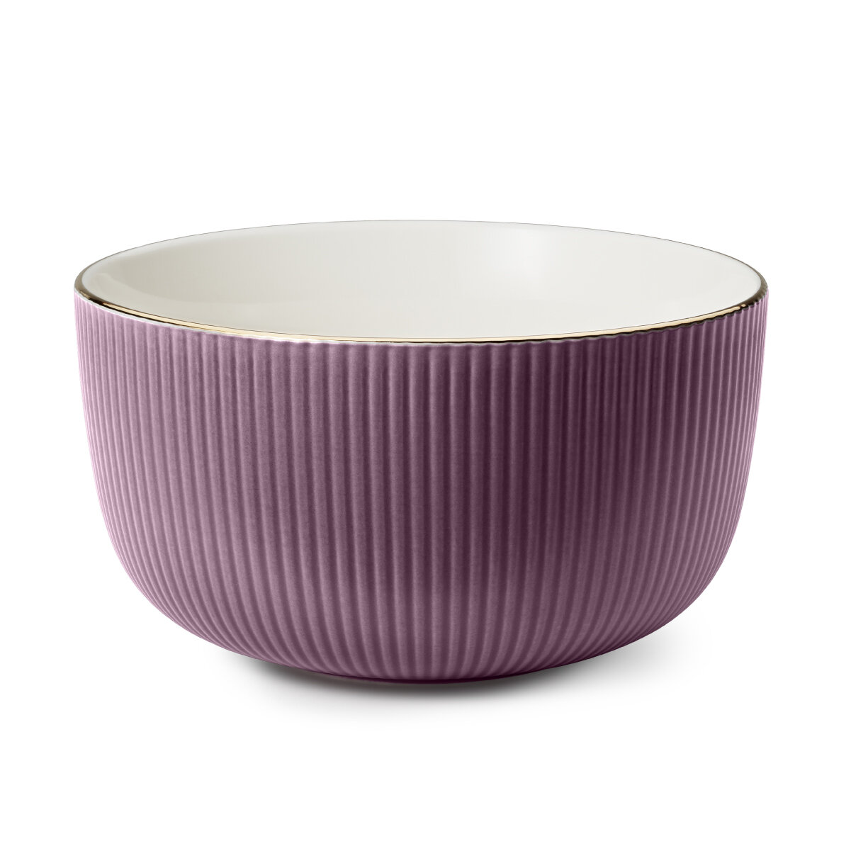 Тарелка глубокая суповая из фарфора, салатник для сервировки, фарфоровая посуда 600 мл APOLLO "Ribb" фиолетовый
