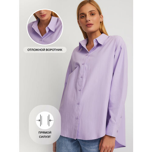 Рубашка Zolla, размер XS, фиолетовый блуза s oliver повседневный стиль прямой силуэт длинный рукав манжеты однотонная размер 32 2xs