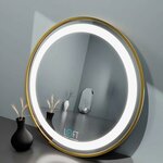 Круглое зеркало в металлической раме с лицевой подсветкой - изображение
