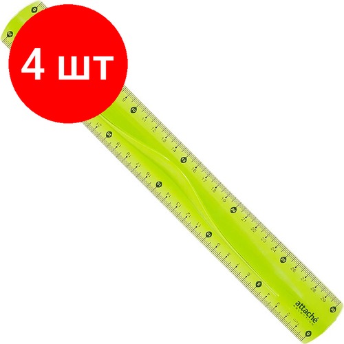 Комплект 4 штук Линейка Attache Selection Flexible 30см 552₽